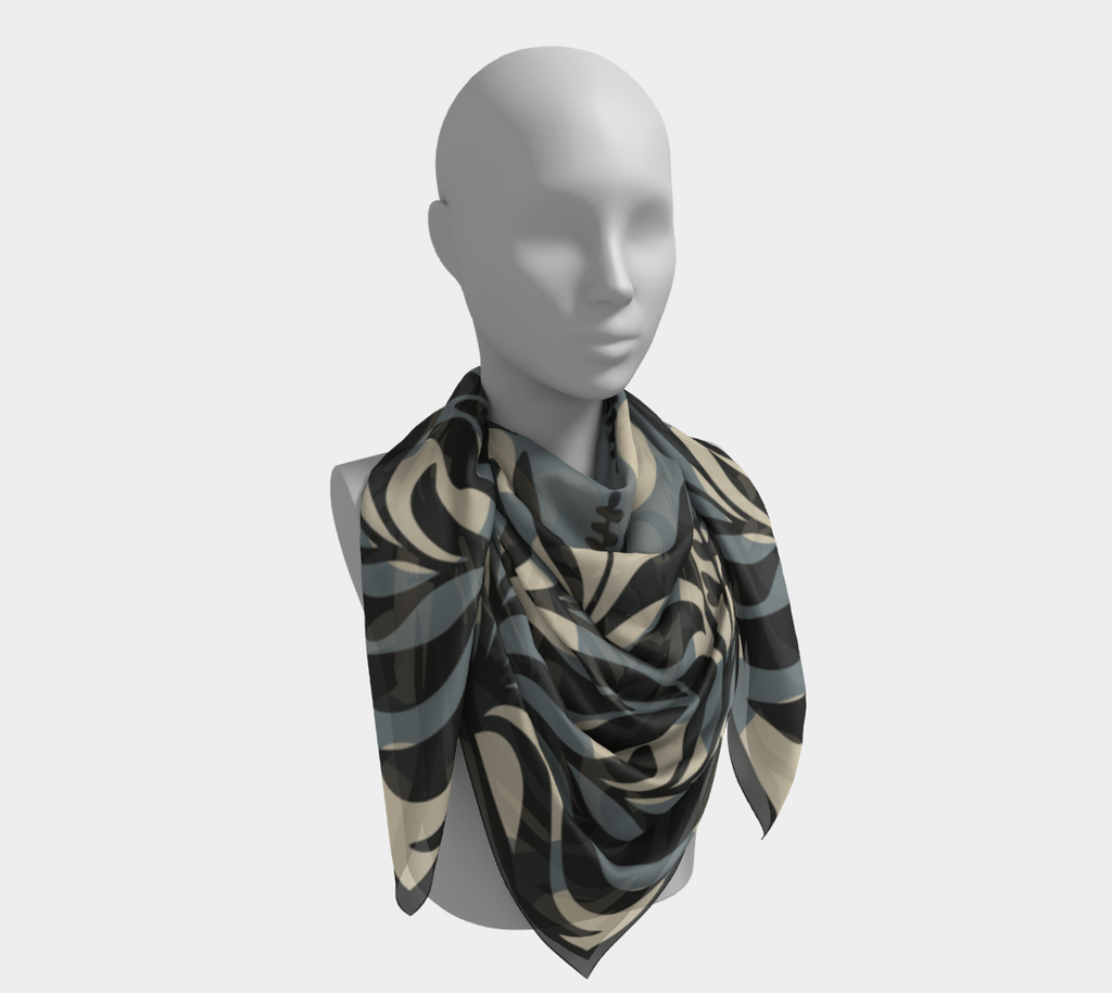Sage Botanical stormy square silk scarf