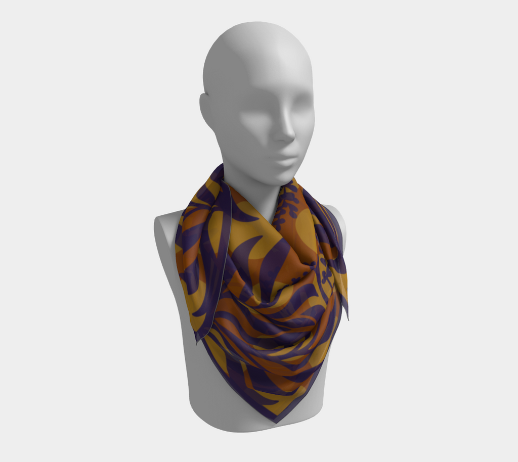 Sage Botanical amber square silk scarf