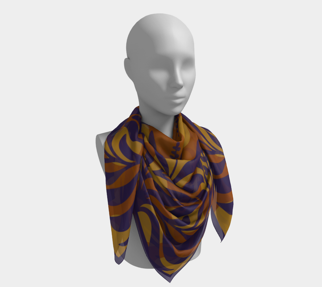 Sage Botanical amber square silk scarf