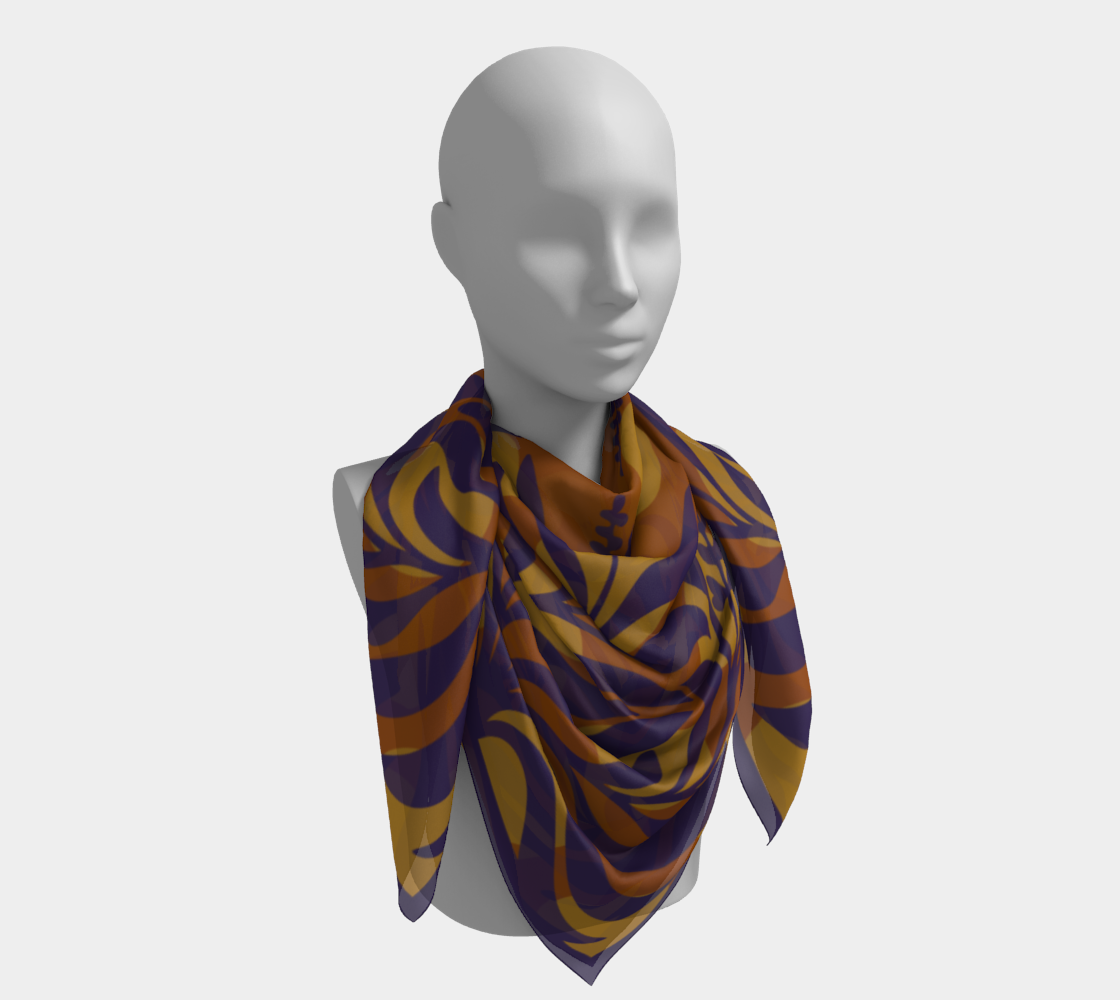 Sage Botanical amber square silk scarf
