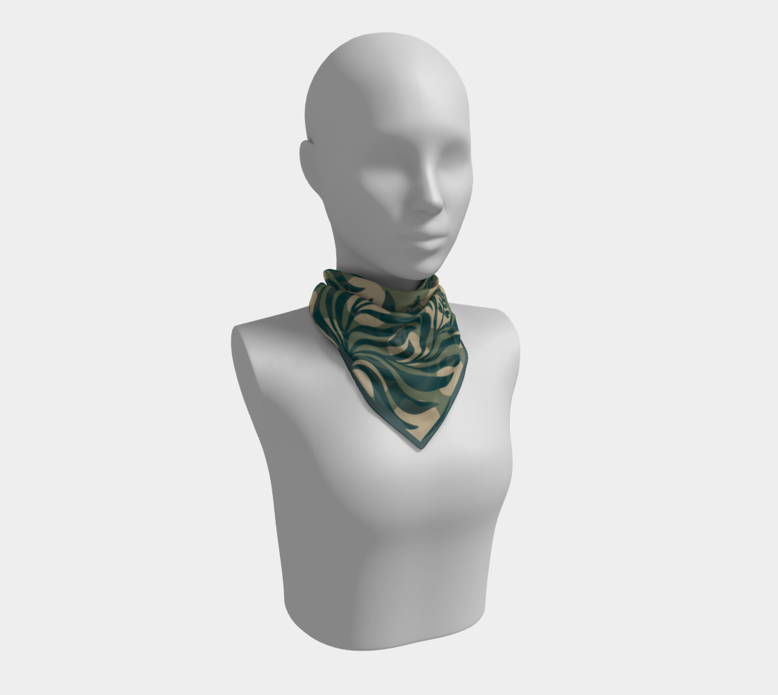 Sage Botanical green square silk scarf
