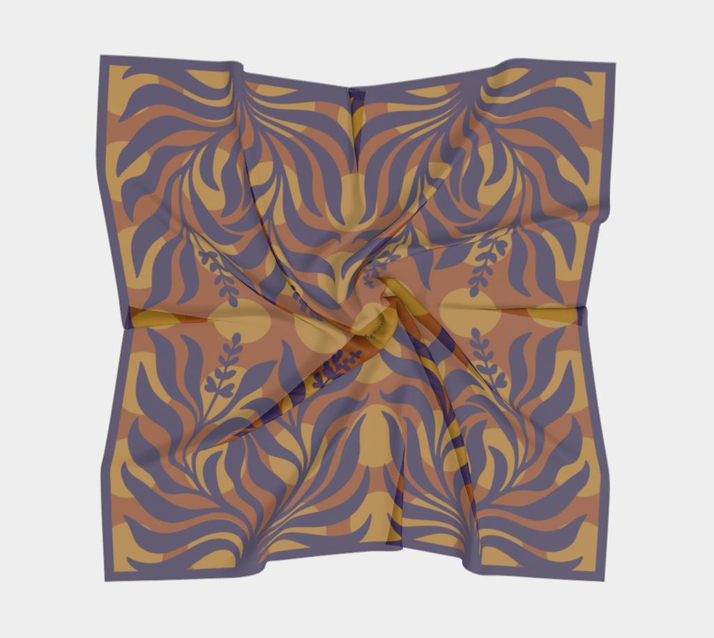 Sage Botanical amber square silk scarf