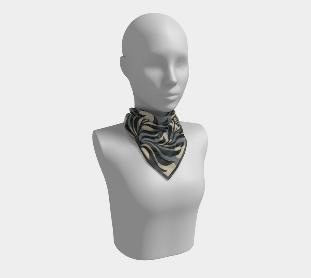 Sage Botanical stormy square silk scarf