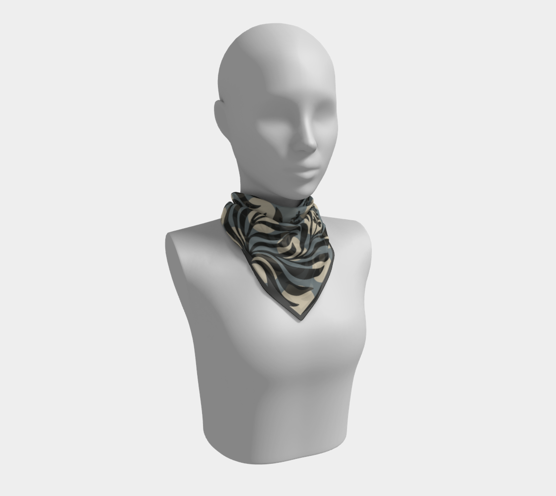 Sage Botanical stormy square silk scarf