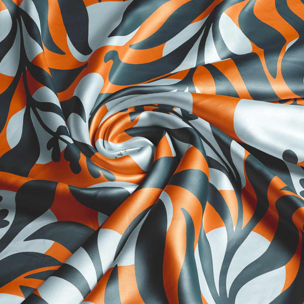 Sage Botanical orange square silk scarf