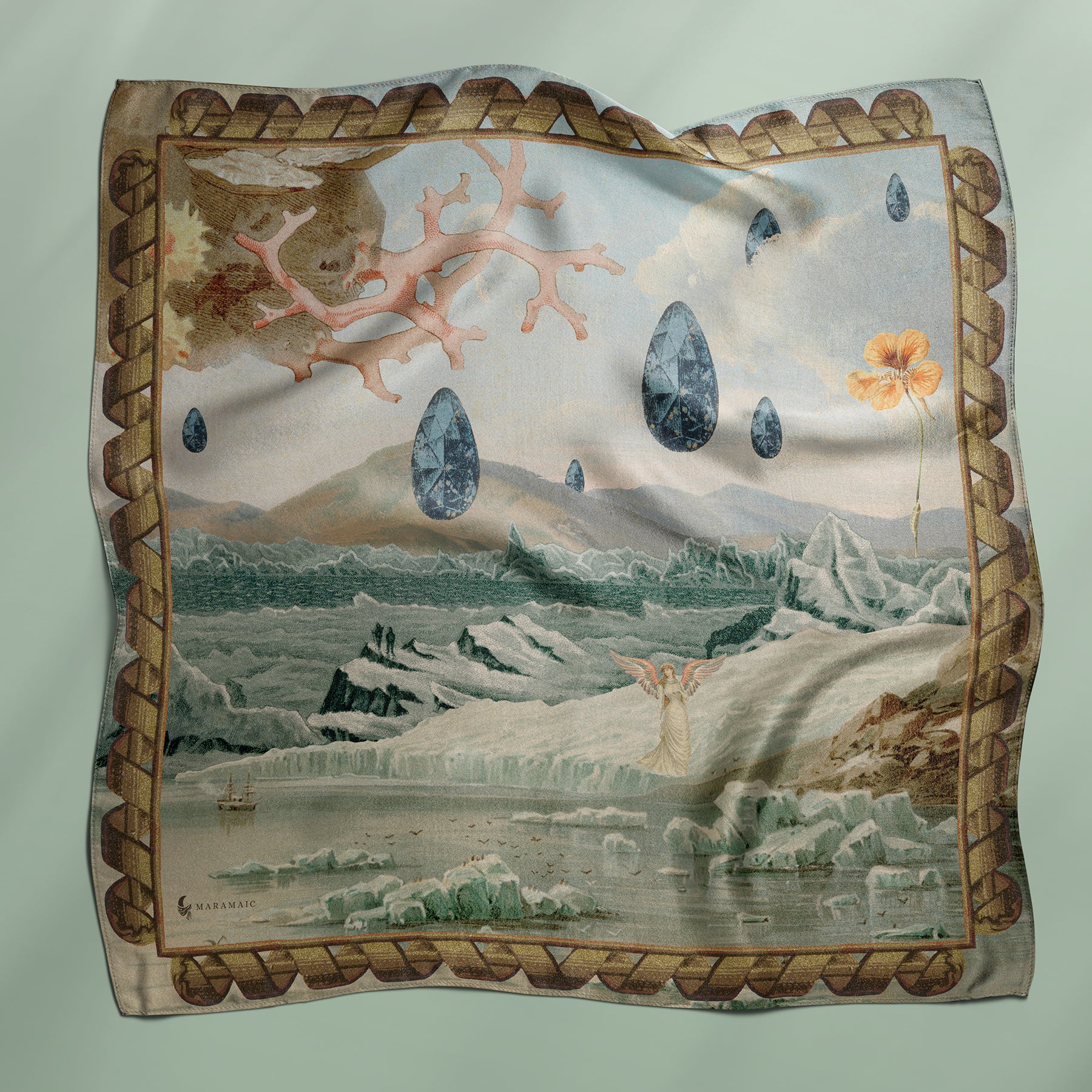 Arcane Descent square silk scarf