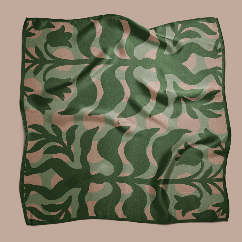 Mandragora evergreen square silk scarf