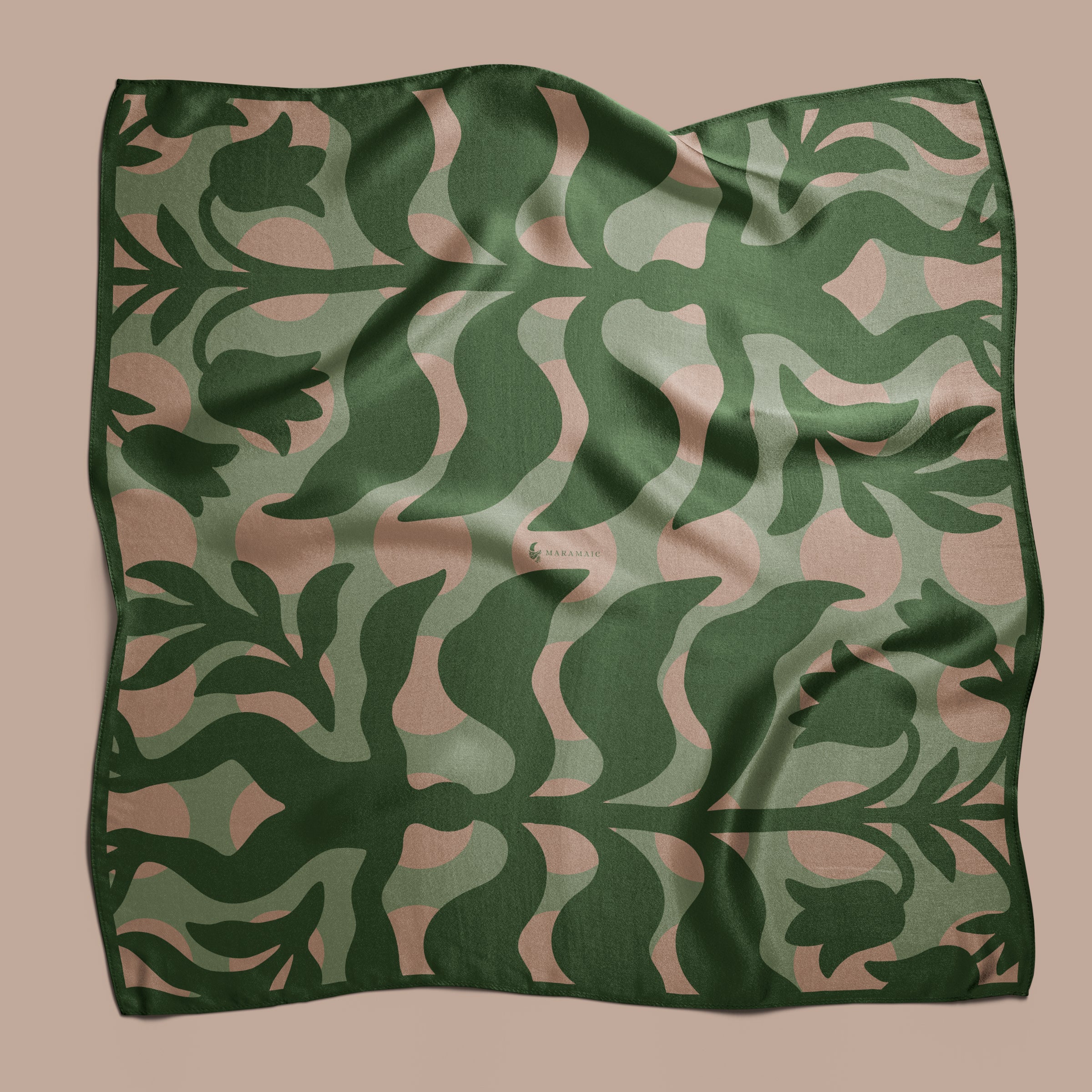 Mandragora evergreen square silk scarf