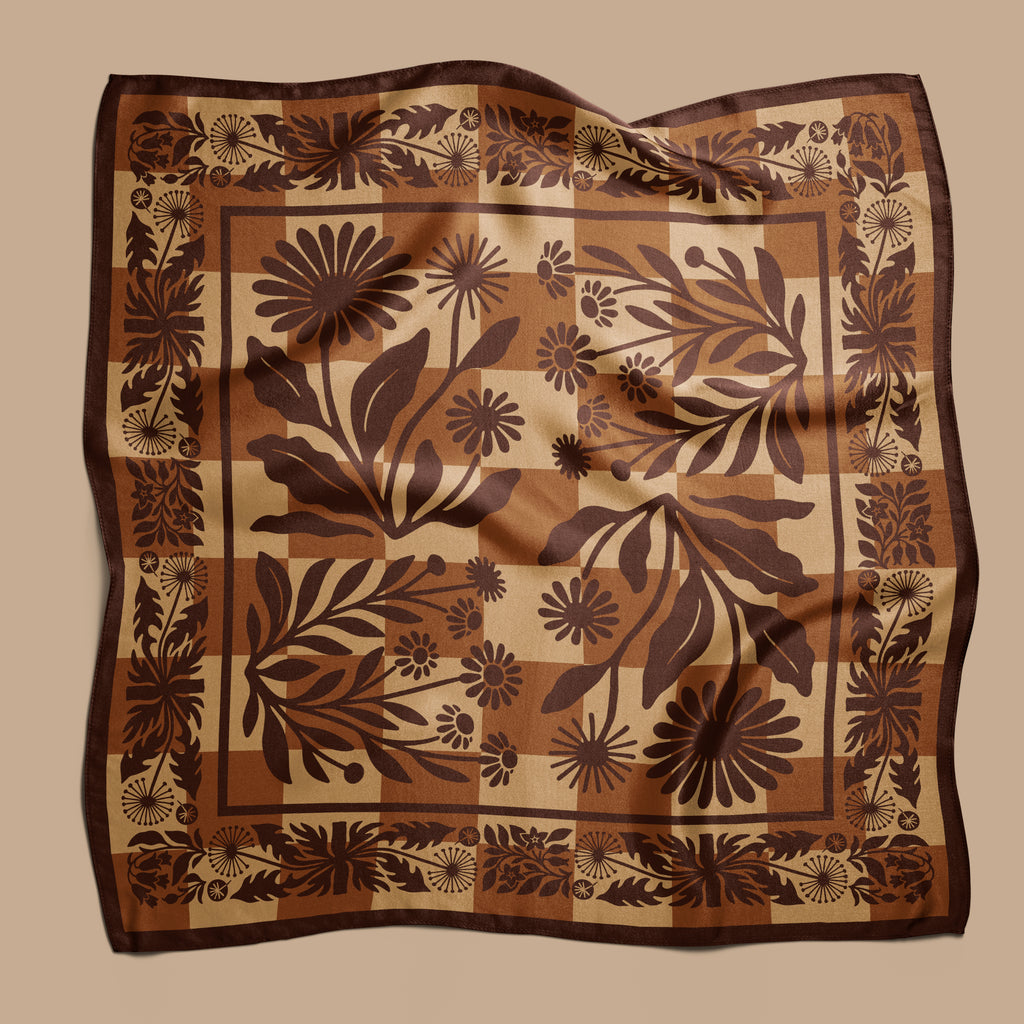 Botanica Nocturna amber square silk scarf