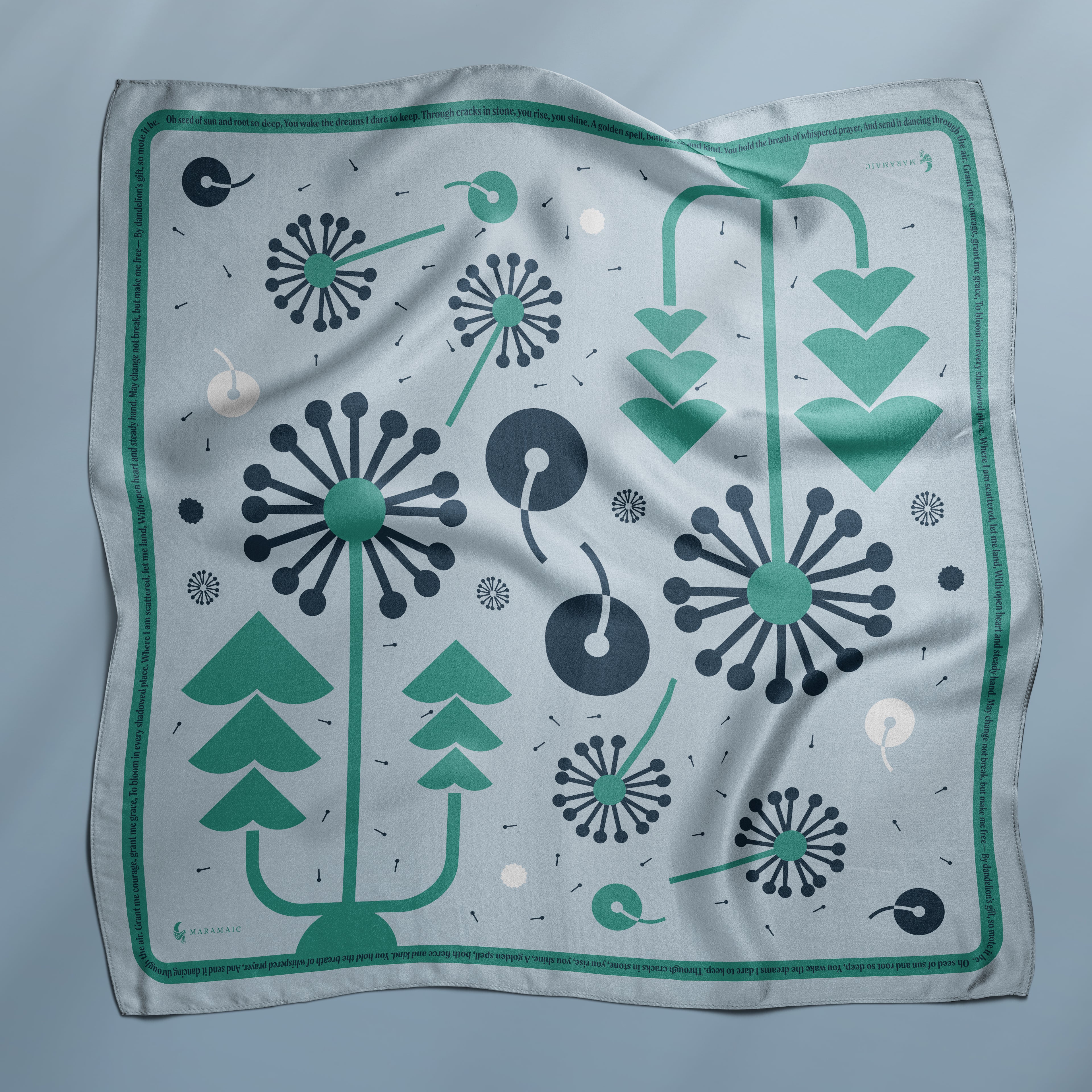 Dandelion Spell square silk scarf