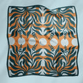 Sage Botanical orange square silk scarf
