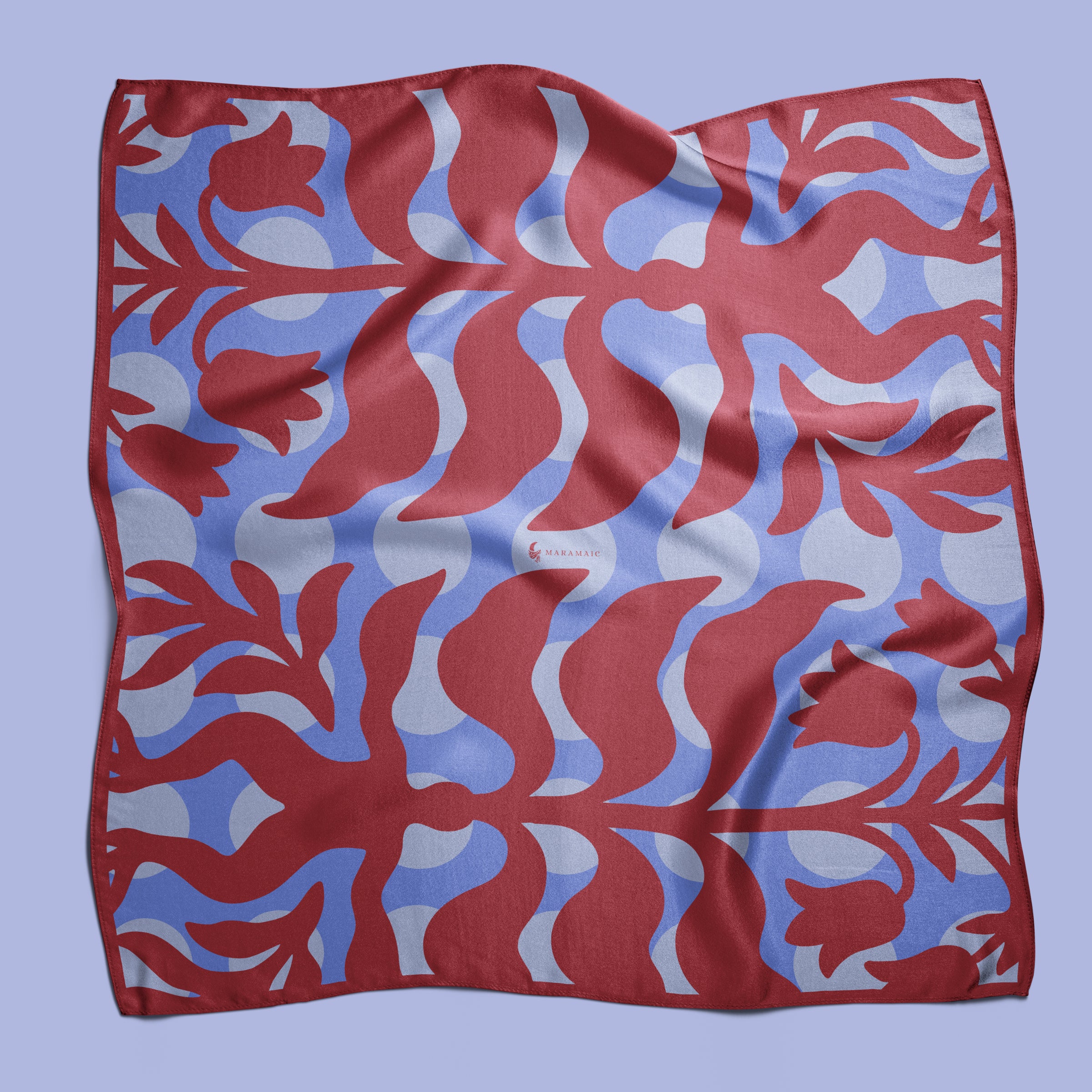 Mandragora crimson square silk scarf