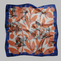 Harvest Ritual blue orange silk scarf