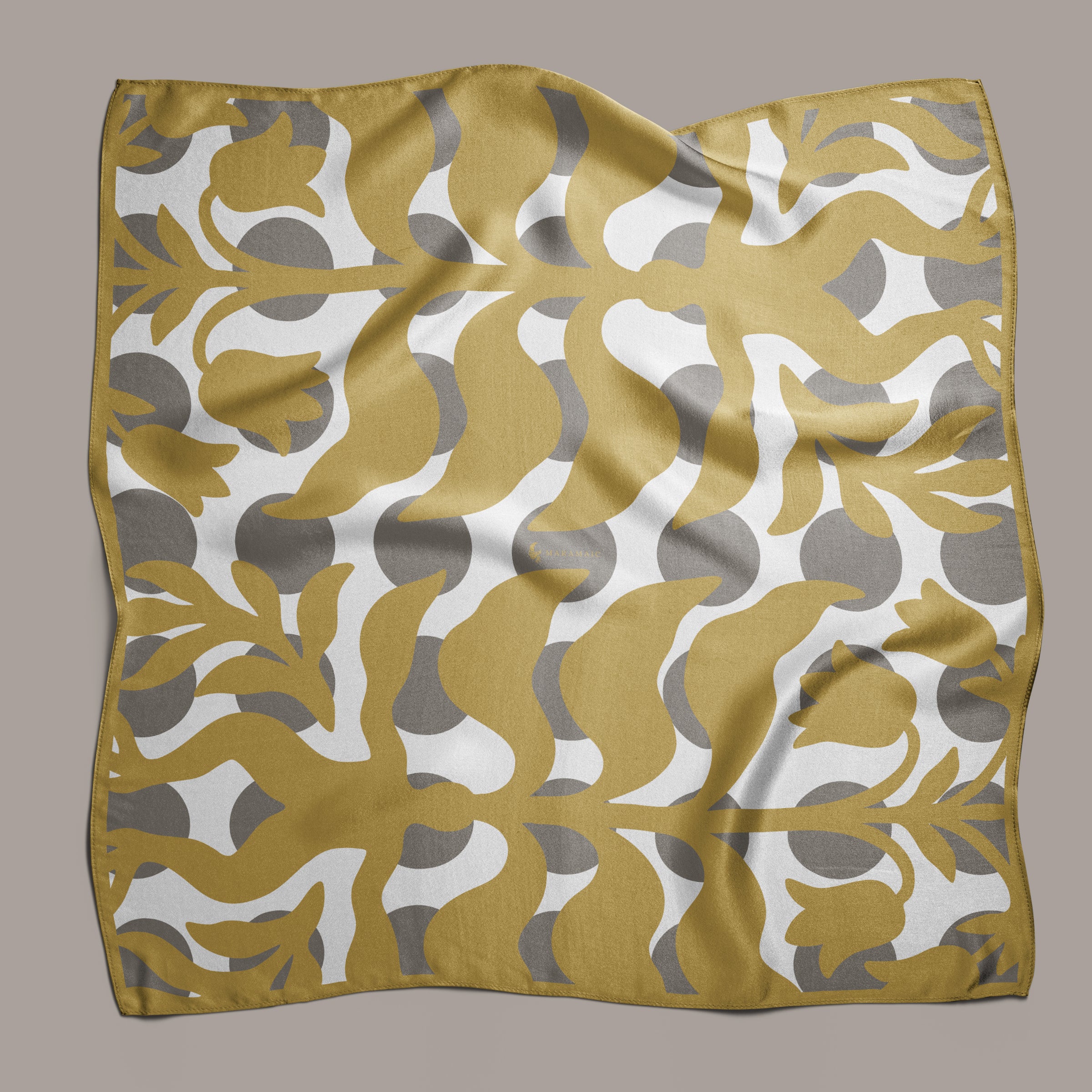 Mandragora gold square silk scarf