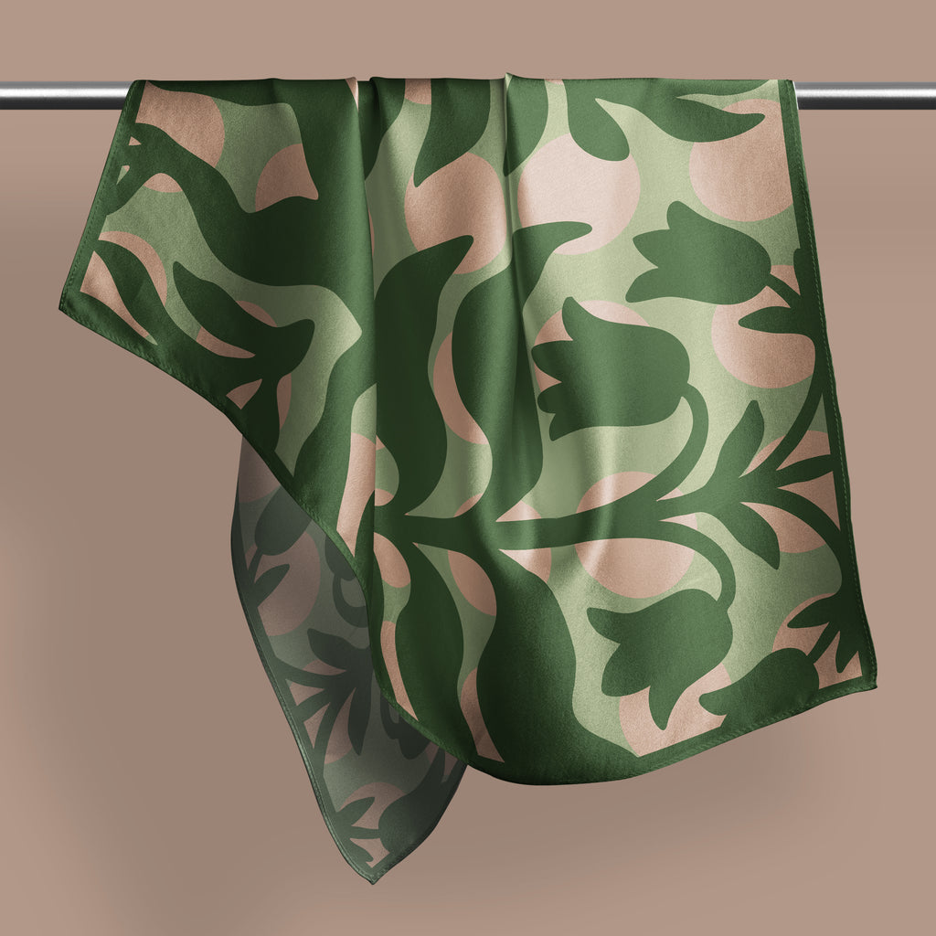 Mandragora evergreen square silk scarf