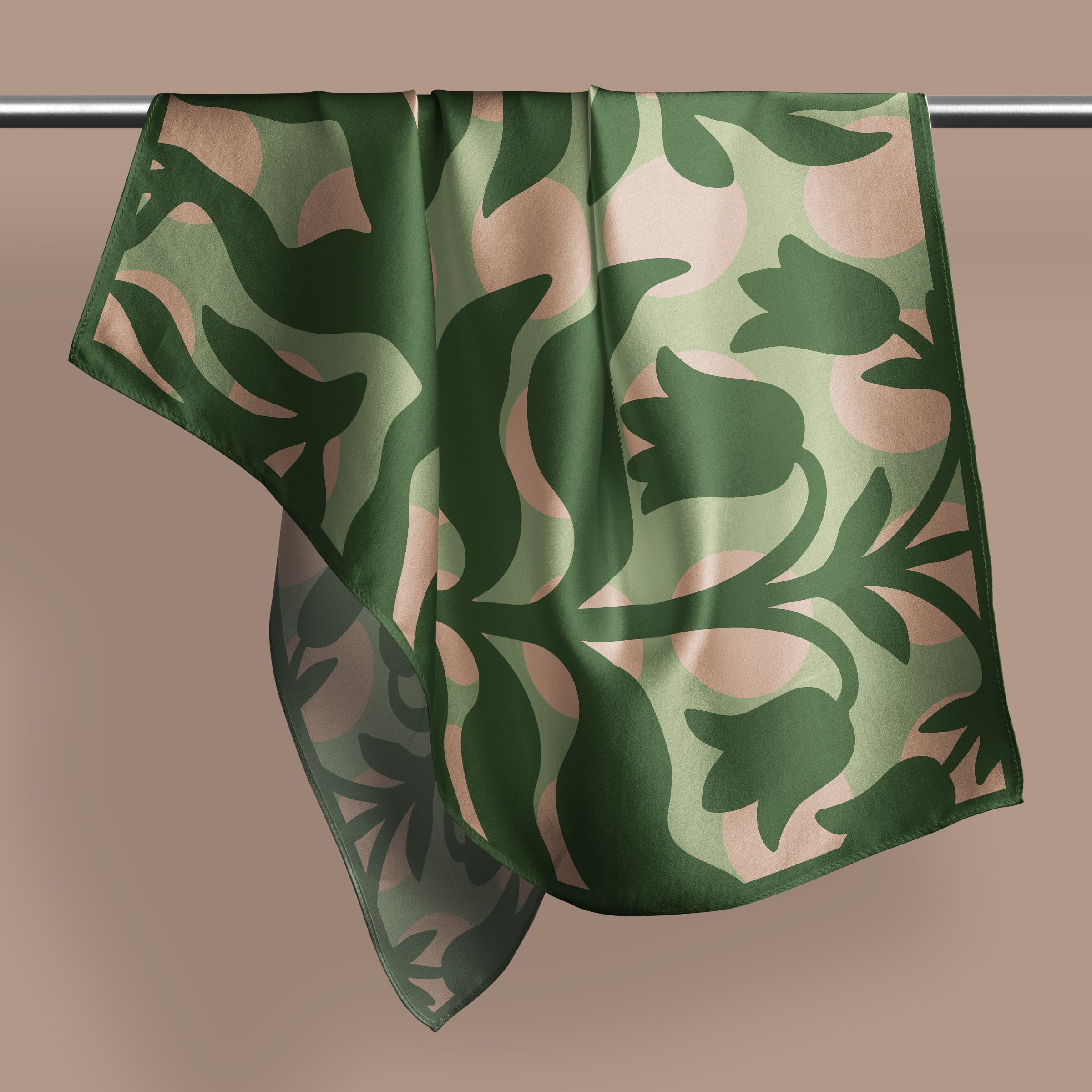 Mandragora evergreen square silk scarf