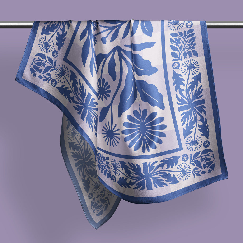 Botanica Nocturna lavender square silk scarf
