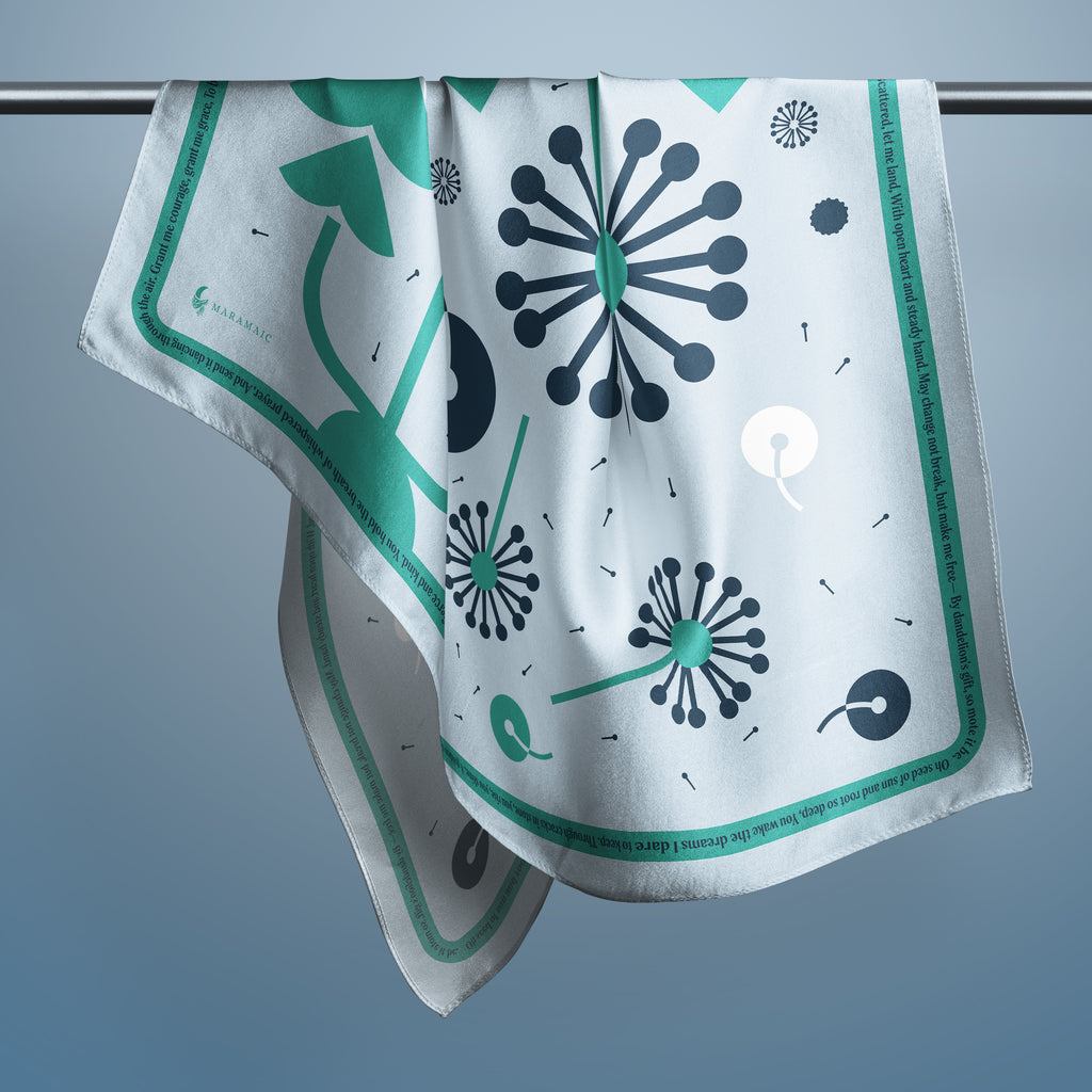 Dandelion Spell square silk scarf