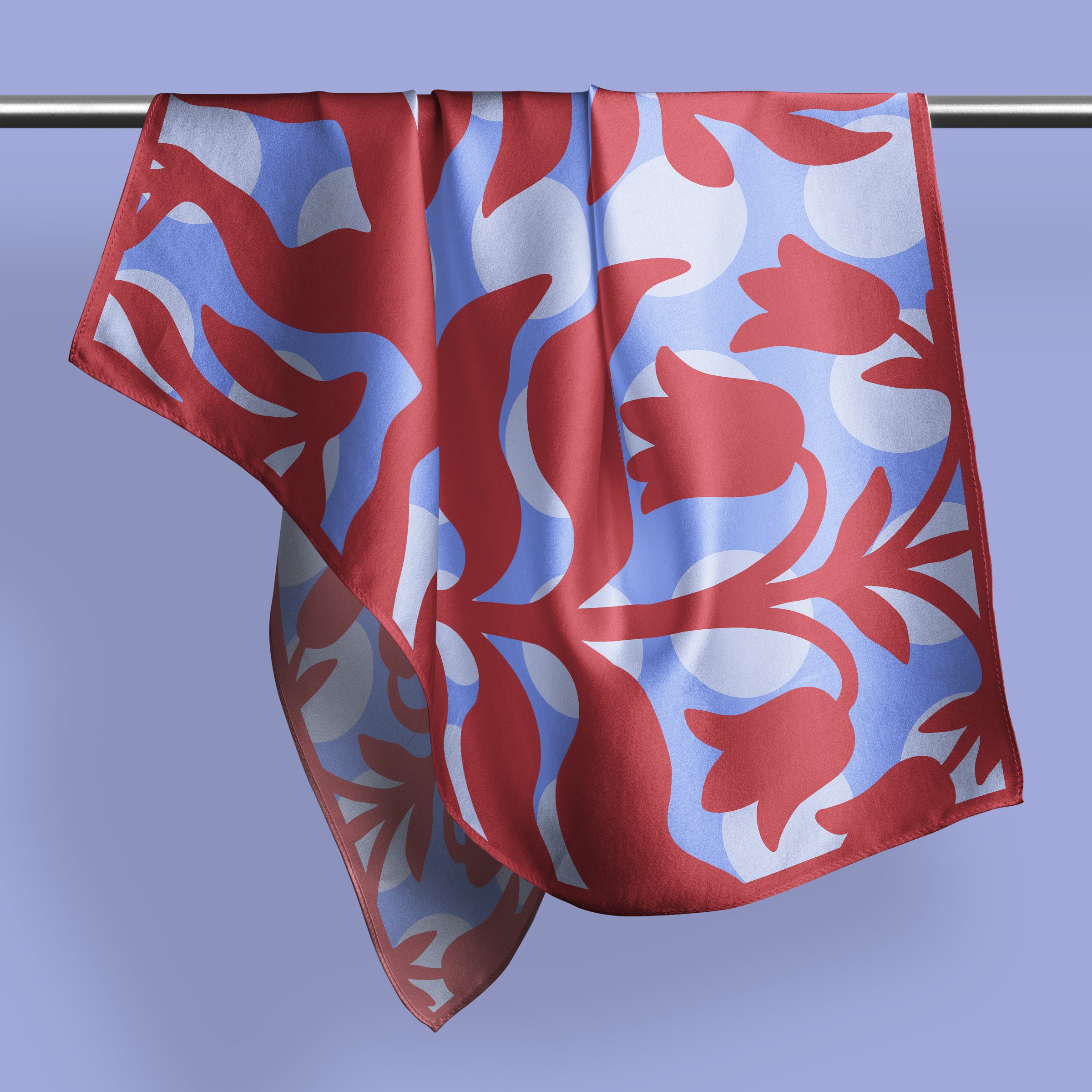 Mandragora crimson square silk scarf