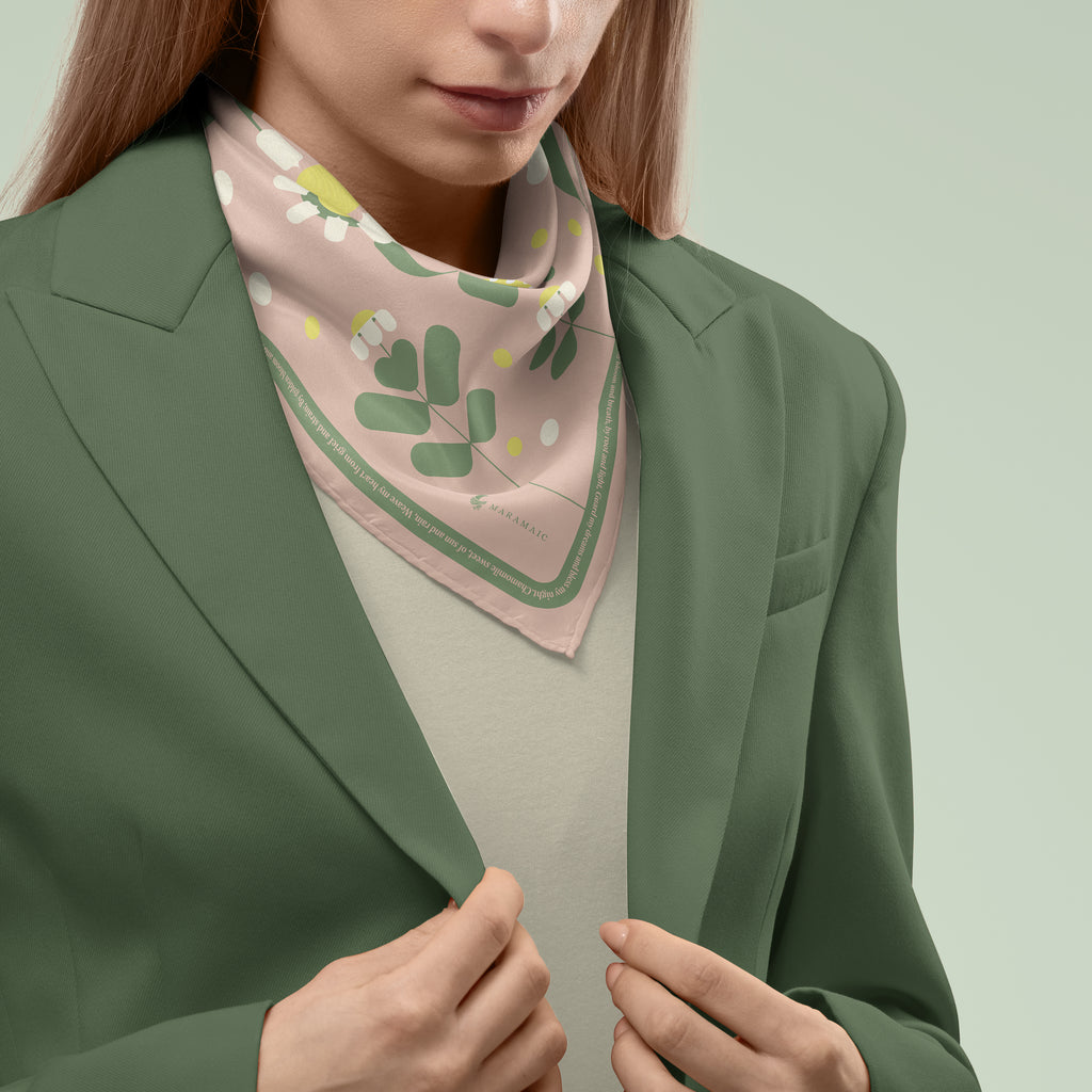 Chamomile Spell square silk scarf