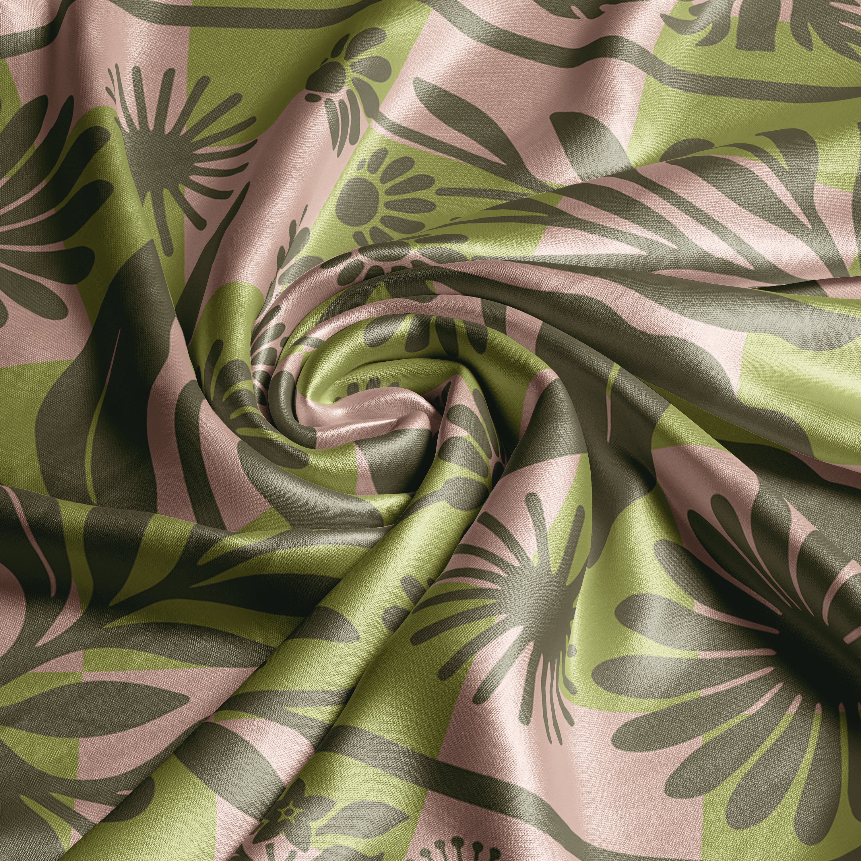 Botanica Nocturna green square silk scarf