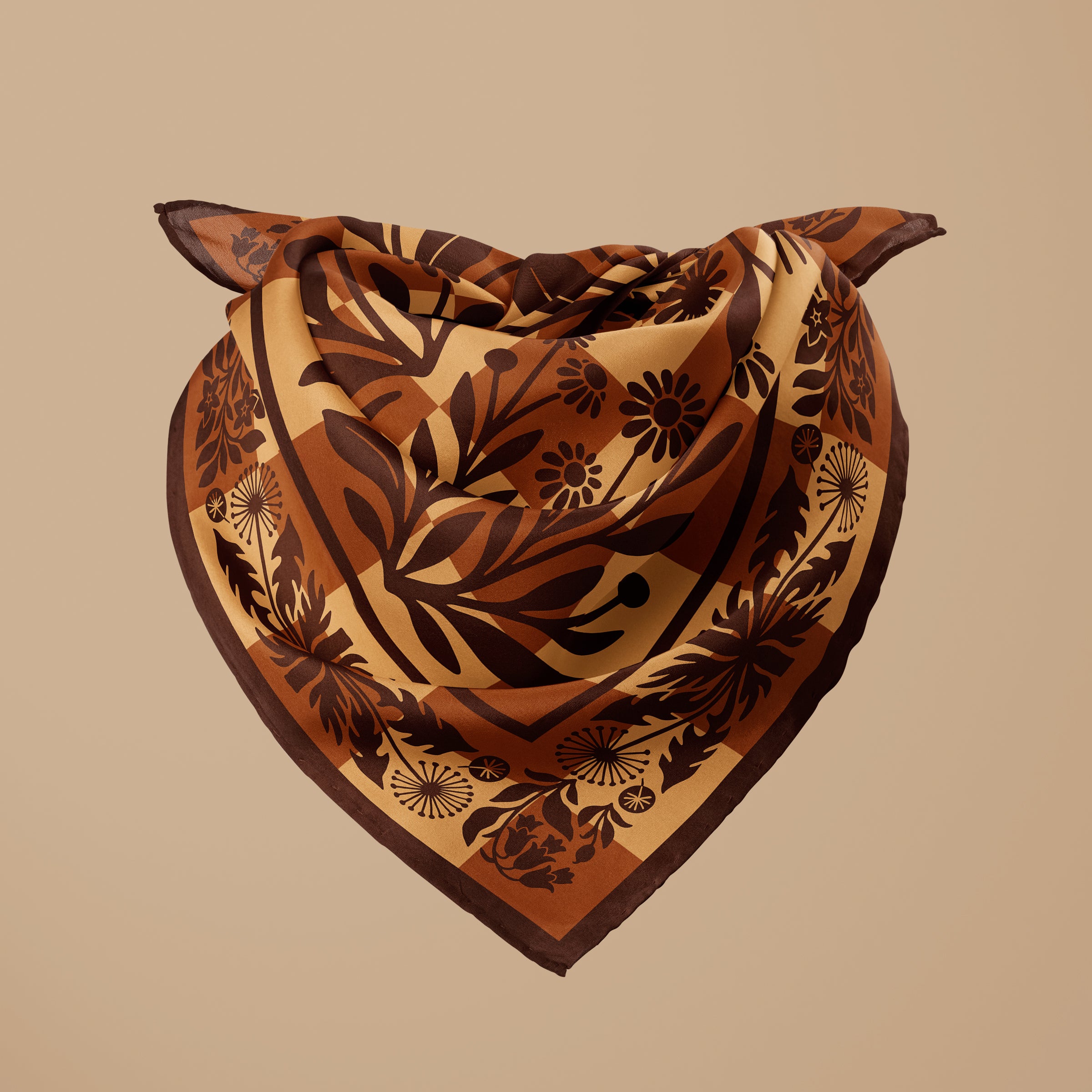 Botanica Nocturna amber square silk scarf