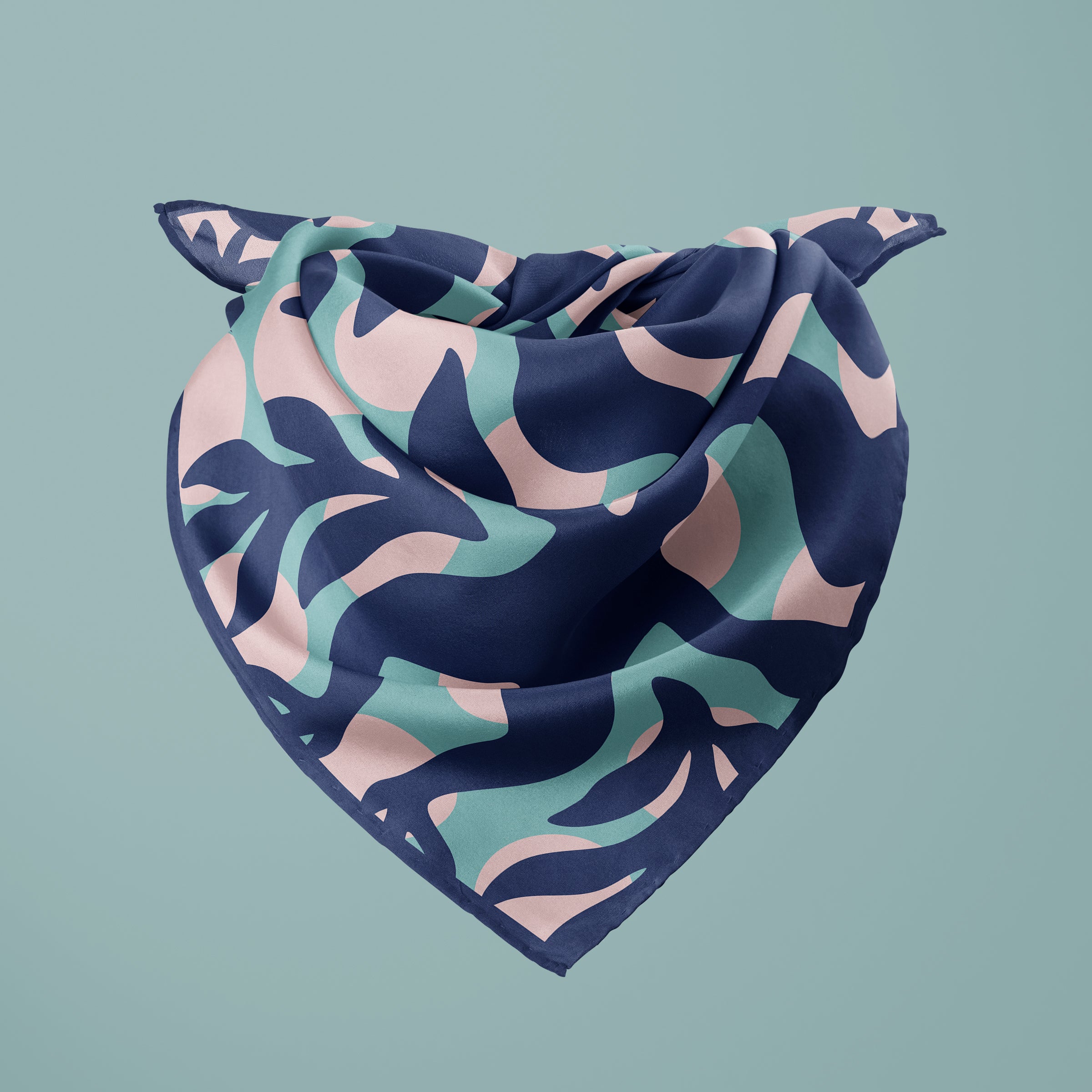 Mandragora blue square silk scarf