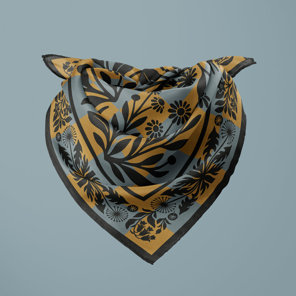 Botanica Nocturna storm square silk scarf