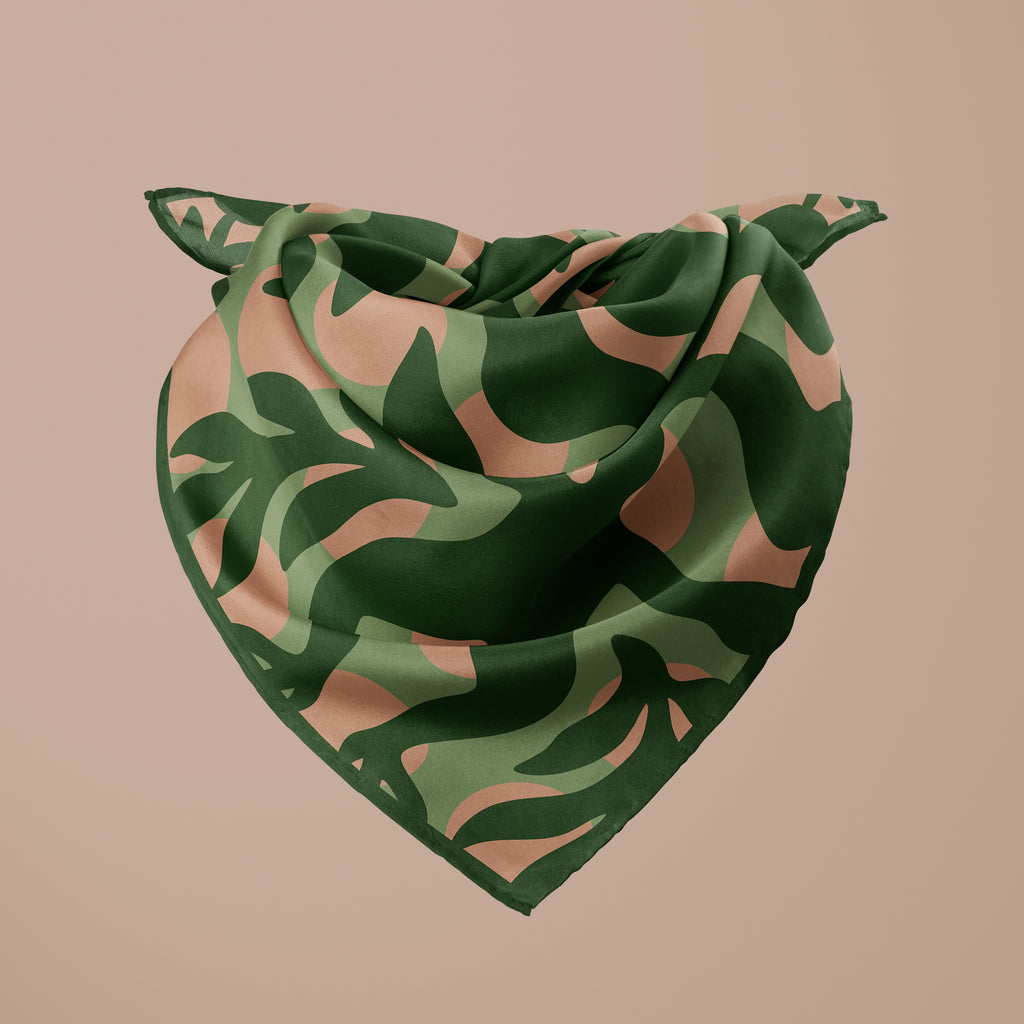 Mandragora evergreen square silk scarf