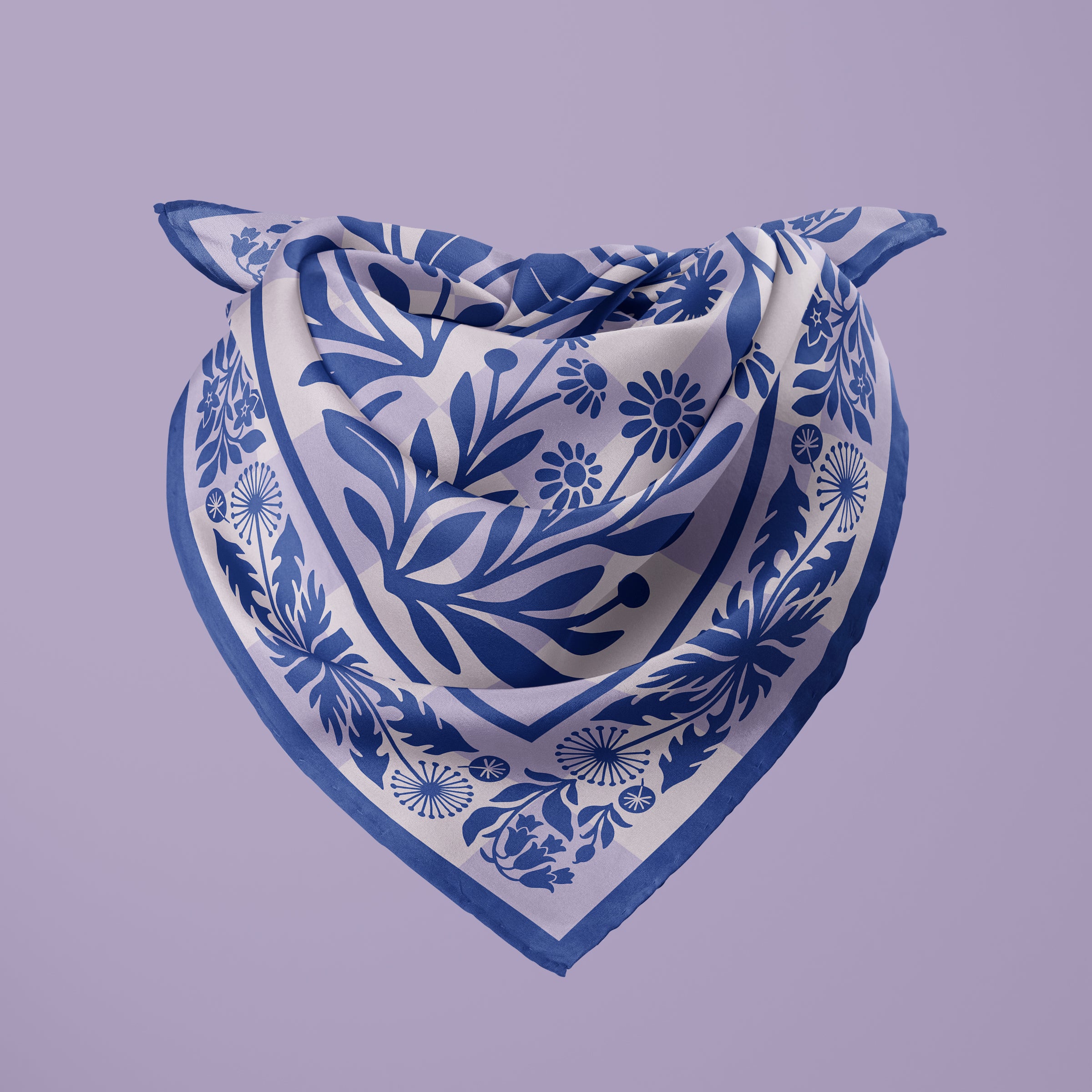 Botanica Nocturna lavender square silk scarf